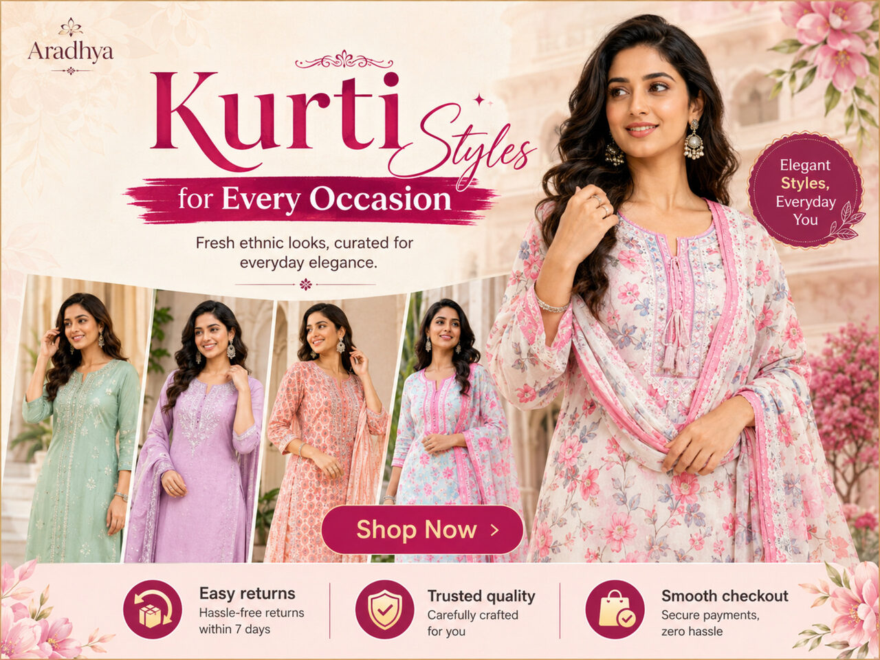 Aradhya Kurti Styles banner
