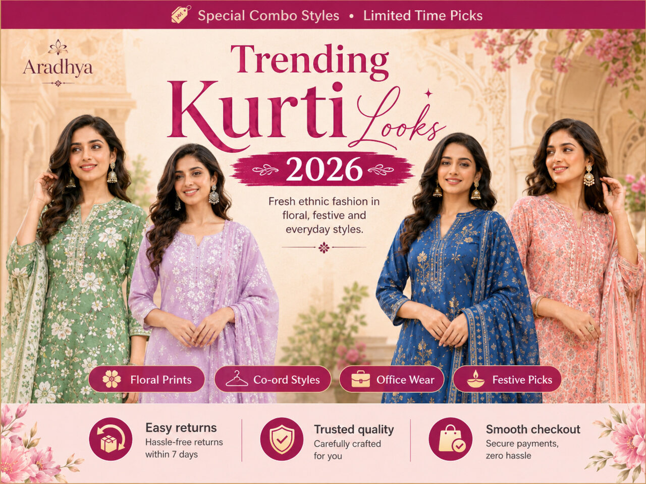 Aradhya Trending Kurti Looks banner